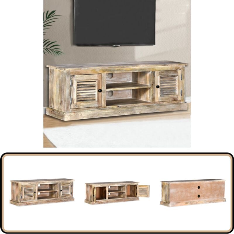 Vidaxl - Meuble tv Bois de manguier massif - Meuble Tv - Meuble Televison - Armoire Tv - Rangement Media - Design Rustique