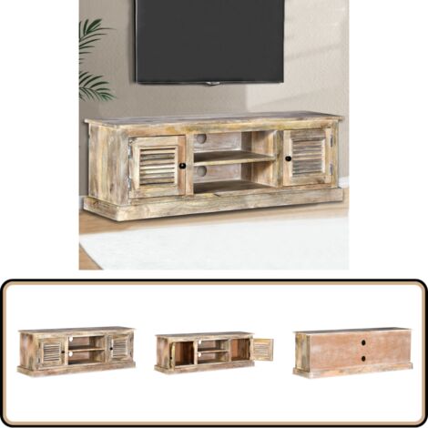 Meuble TV Bois de manguier massif - Meuble Tv - Meuble Televison - Armoire Tv - Rangement Media - Design Rustique