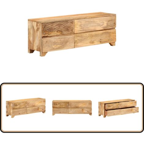 Meuble TV Bois de manguier solide 110x30x40 cm - Meubles Tv - Meuble Tv Bois - Meuble Tv Design - Meuble Tv Moderne - Meuble Tv Industriel