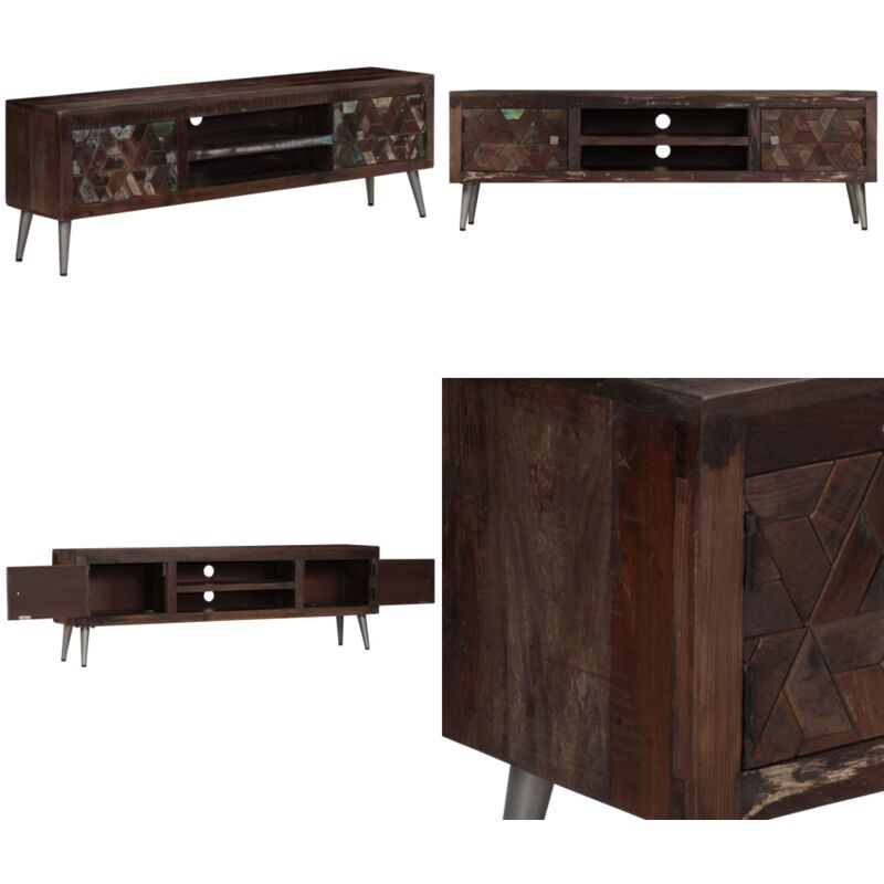 Meuble tv Bois de récupération solide 140 x 30 x 45 cm - Meubles Tv - Meuble Tv - Meuble Vintage - Meuble Industriel - Meuble Design - Home & Living