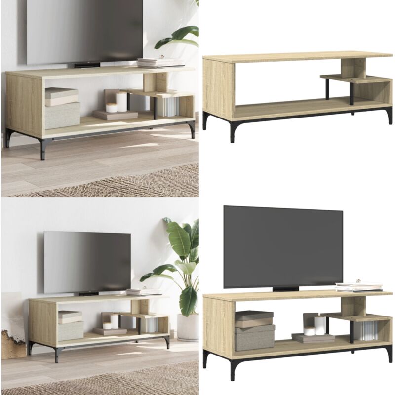 Vidaxl - Meuble tv bois d'ingénierie et acier enduit de poudre - Meubles Tv - Meuble Tv Industriel - Meuble Tv Design - Meuble Tv Moderne - Étagère