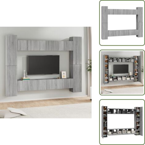 Meuble tv bois d'ingénierie - vidaXL Ensemble de meubles TV 10 pcs Sonoma gris Bois d'ingénierie - Meuble tv mural gris