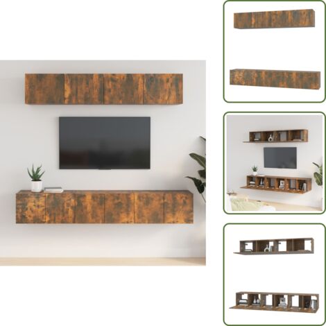 Meuble tv bois d'ingénierie - vidaXL Ensemble de meubles TV 5 pcs Chêne fumé Bois d'ingénierie - Meuble tv chêne fumé
