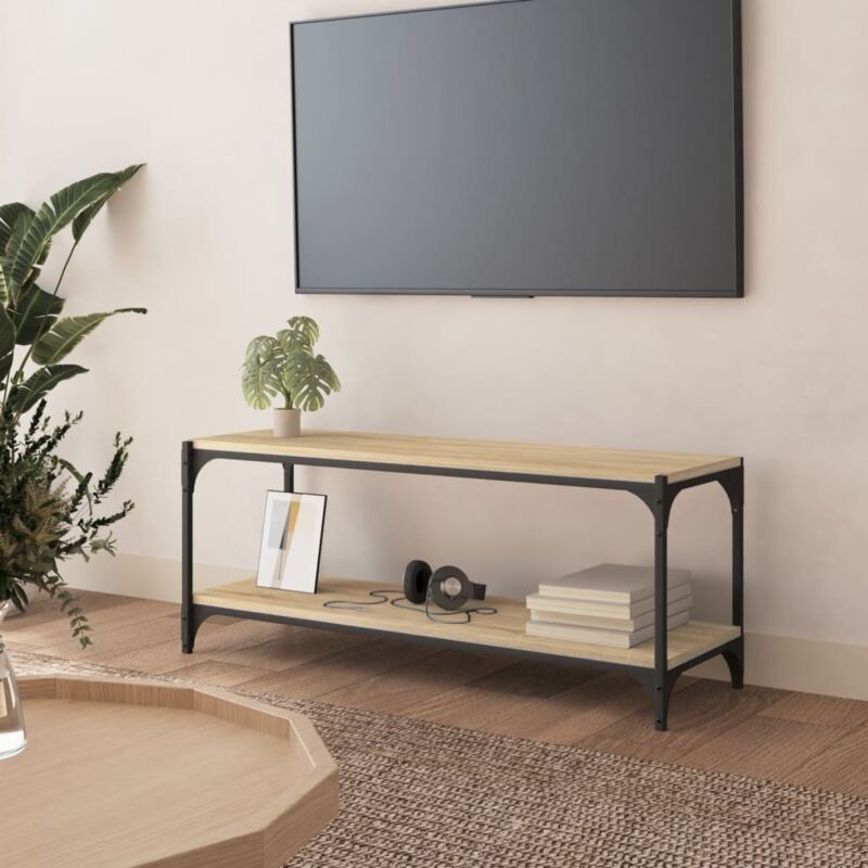 Vidaxl - Meuble tv Chêne sonoma 100x33x41 cm Bois d'ingénierie et acier