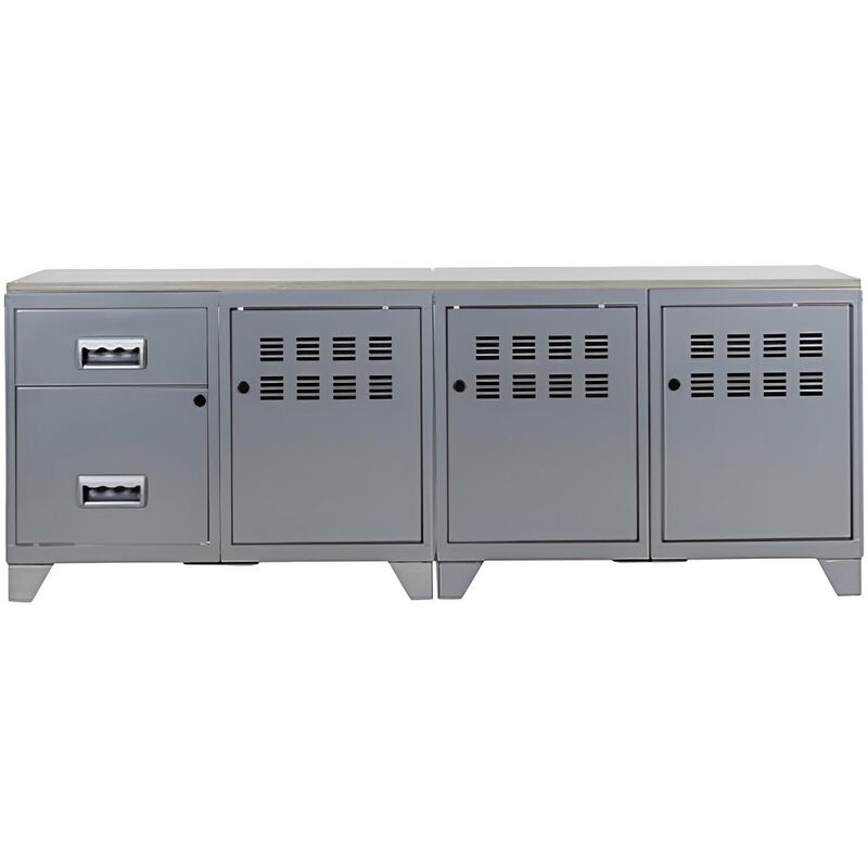 Meuble TV bois métal industriel alu - Alu