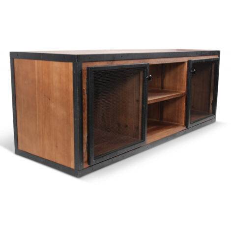 Meuble tv - Bois-Métal - Marron - Décoration d'Autrefois