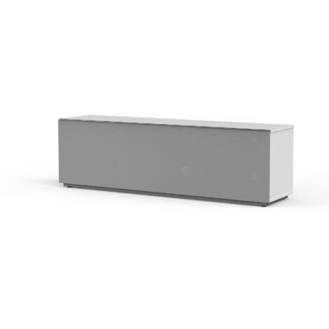 Meuble TV bois noir et tissu Axel 160 cm
