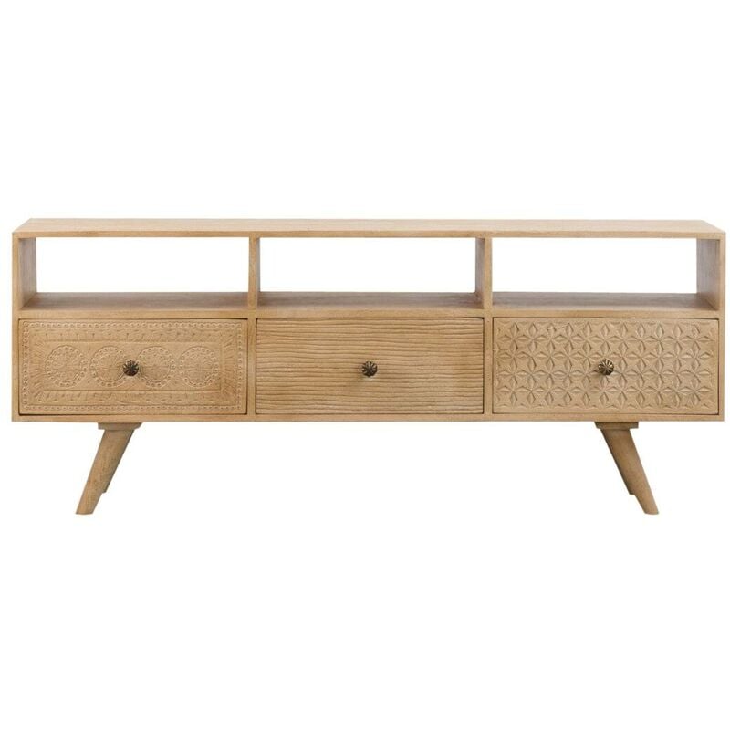 Meuble TV en bois de manguier blanchi Kamila