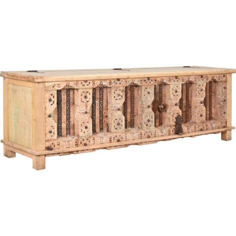 Meuble TV bois sculpté élégance rustique et authentique - Bois naturel sculpté