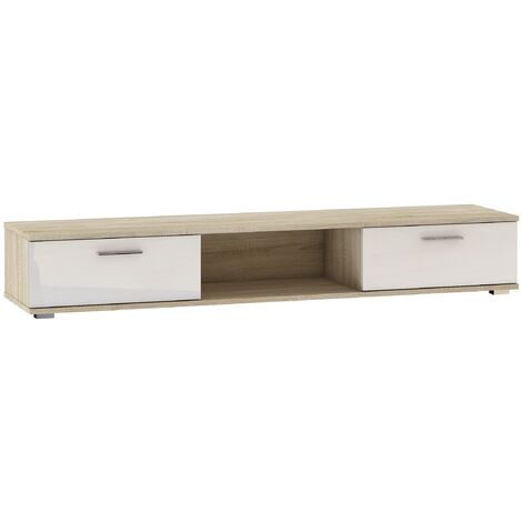 Meuble TV bois Sonoma et blanc brillant Flexa 176cm