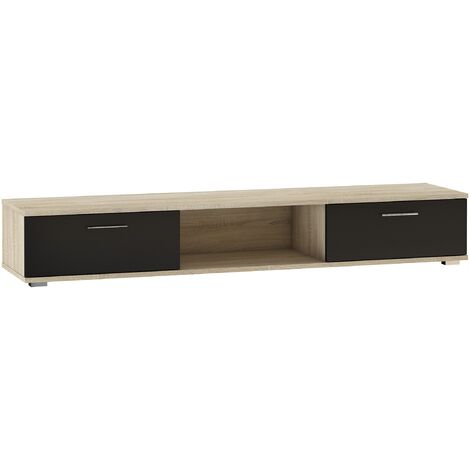 Meuble TV bois Sonoma et noir mat Flexa 176cm
