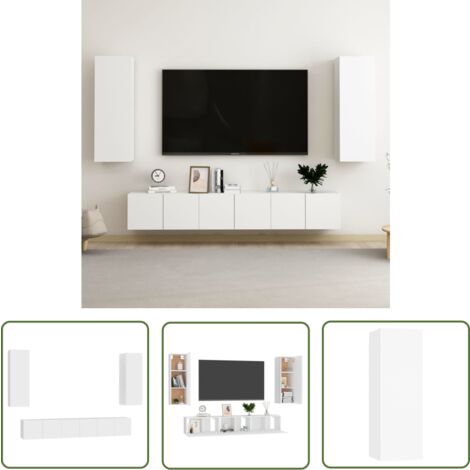 Meuble tv bois - vidaXL Ensemble de meubles TV 5 pcs Blanc Bois d'ingénierie -