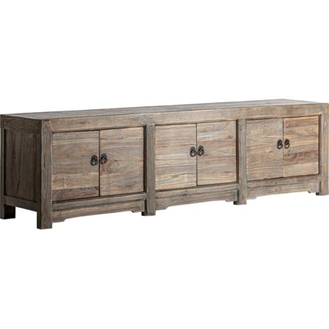 Meuble tv bois vieilli style rustique finition marron chaleureux - Marron bois vieilli naturel