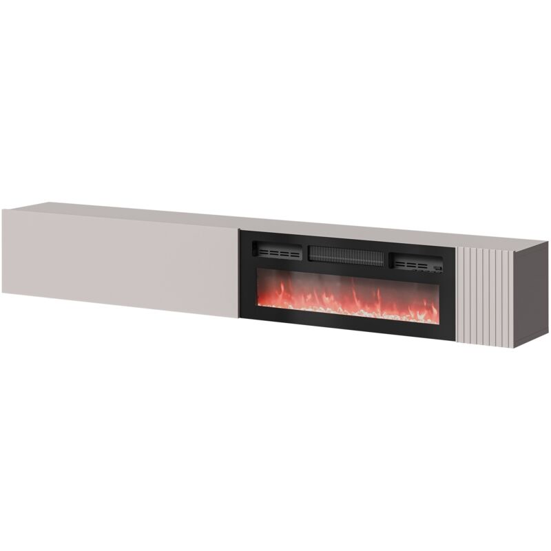Mobilier1 – Meuble TV Cachemire 200x38x30cm – Stratifié MDF avec verre trempé – Éclairage LED à économie d'énergie – Fabriqué en Union Européenne