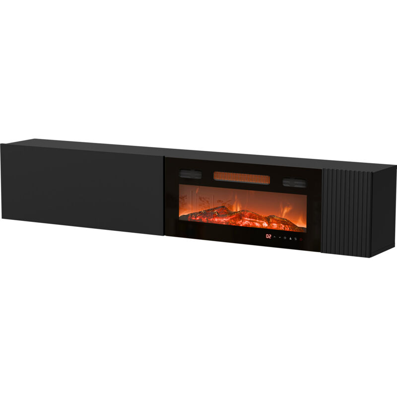 Meuble TV Species I, Noir, Le nombre de portes: 0, Nombre de tiroirs: 0, 200x38x30cm, LED: Disponible