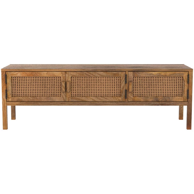 Meuble tv cannage et bois de manguier 140 cm - tiki