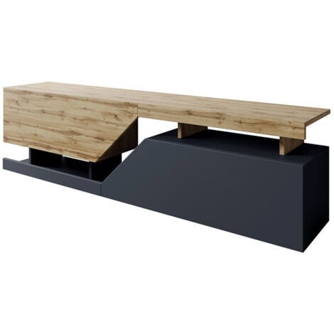 MOBILIER1 Meuble TV "Ceelias" -160 x 46 x 35 cm - Gris/Marron