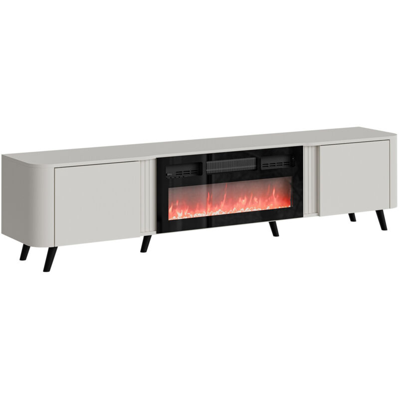 Meuble TV Charlotte 203, Cachemire + Noir, Le nombre de portes: 0, Nombre de tiroirs: 0, 200x49x39cm, LED