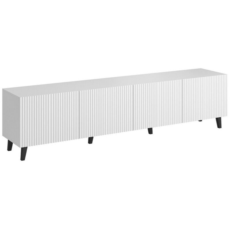 Meuble tv Levmari 103, Blanc, Le nombre de portes: 0, Nombre de tiroirs: 0, 201x52x40cm