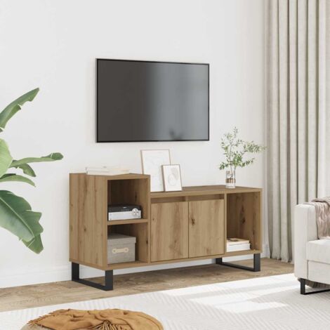 Meuble TV chêne artisanal 100x35x55 cm bois d'ingénierie vidaXL