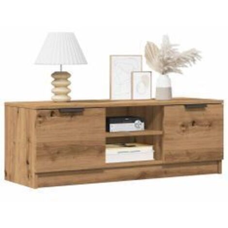 Meuble TV chêne artisanal 102x35x36,5 bois d'ingénierie