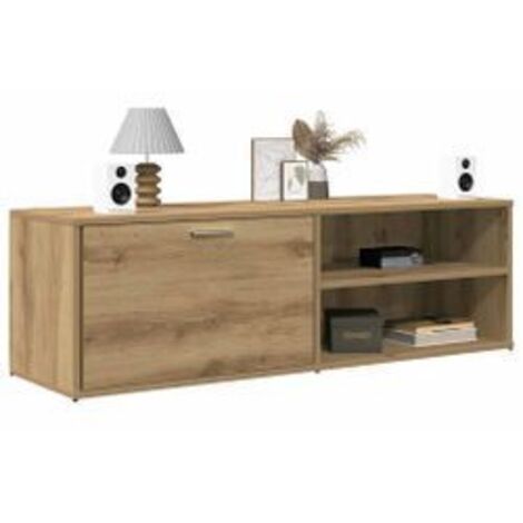 Meuble TV chêne artisanal 120x34x37 bois d'ingénierie