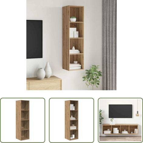 Meuble tv chêne -  Ensemble meuble TV Chêne artisanal 37 x 37 x 142,5 cm