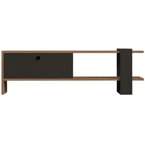 Meuble TV chêne et anthracite – Design épuré avec étagères – Dimensions 120x36,8x25 cm – Pour petit salon ou studio