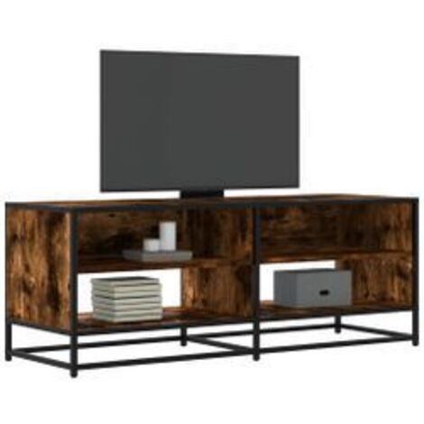 Meuble TV chêne fumé 120,5x40x46 bois d'ingénierie et métal