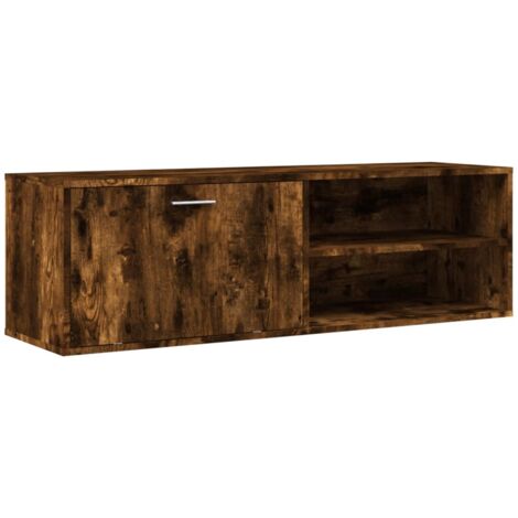 Meuble TV chêne fumé 120x34x37 bois d'ingénierie
