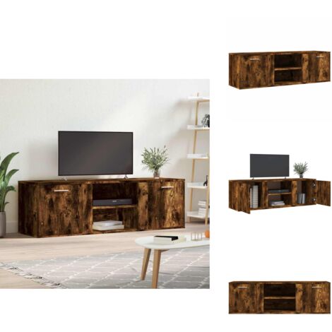 Meuble TV chêne fumé 120x34x37 cm bois d'ingénierie - Meuble Tv - Meuble Audiovisuel - Support Tv - Unité Tv - Meuble Salle Séjour