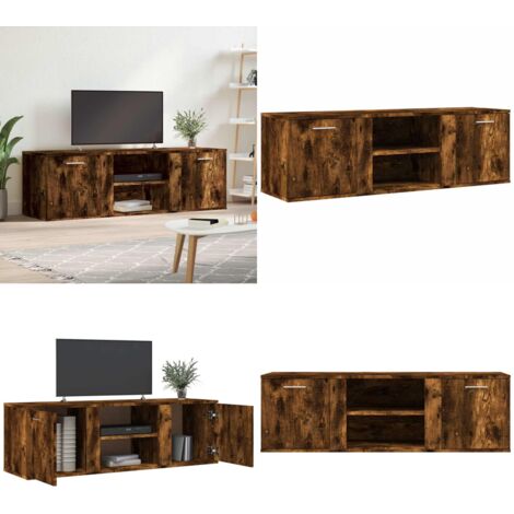 Meuble TV chêne fumé 120x34x37 cm bois d'ingénierie - Meuble Tv - Meuble Audiovisuel - Support Tv - Unité Tv - Meuble Salle Séjour - Home & Living