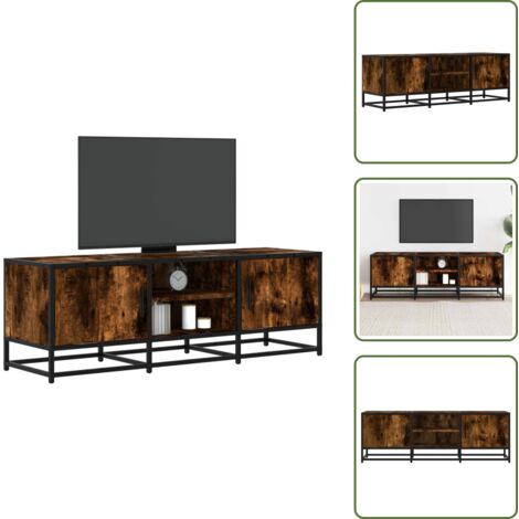 Meuble TV chêne fumé 120x35x41 cm bois d'ingénierie et métal - Meuble TV - Meubles TV - Banc TV - Buffet TV