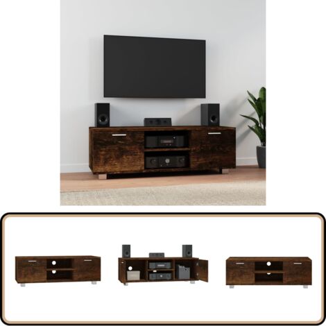 Meuble TV Chêne fumé 120x40,5x35 cm Bois d'ingénierie - Meuble Tv - Meuble Télévision - Support Tv - Unité Tv - Rangement Tv