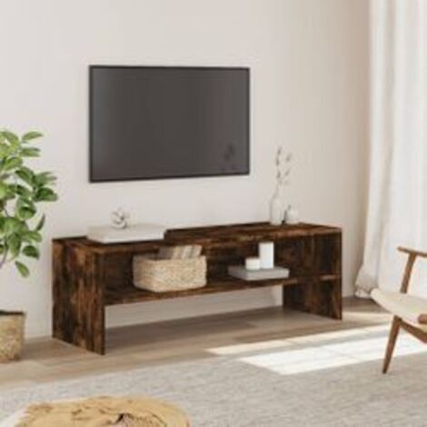 Meuble TV chêne fumé 120x40x40 bois d'ingénierie
