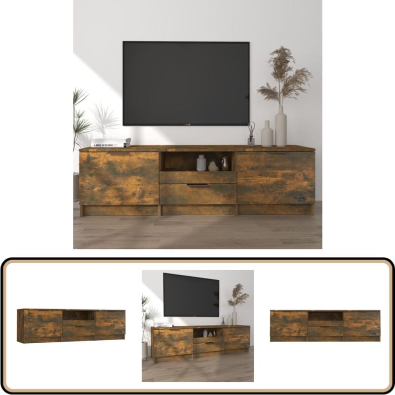 Vidaxl - Meuble tv Chêne fumé 140x35x40 cm Bois d'ingénierie - Meuble Tv - Meuble Téléviseur - Support Tv - Unité Tv - Rangement Tv