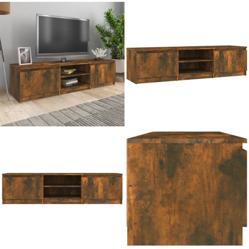 Vidaxl - Meuble tv Chêne fumé 140x40x35,5 cm Bois d'ingénierie - Meubles Tv - Meuble Tv - Unité Tv - Support Tv - Bois D'ingénierie - Home & Living