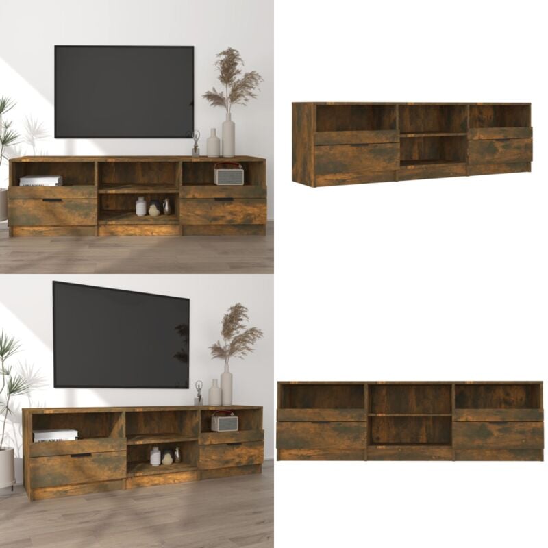 Vidaxl - Meuble tv Chêne fumé 150x33,5x45 cm Bois d'ingénierie - Meubles Tv - Meuble Tv - Support Tv - Unité Tv - Meuble Design - Home & Living