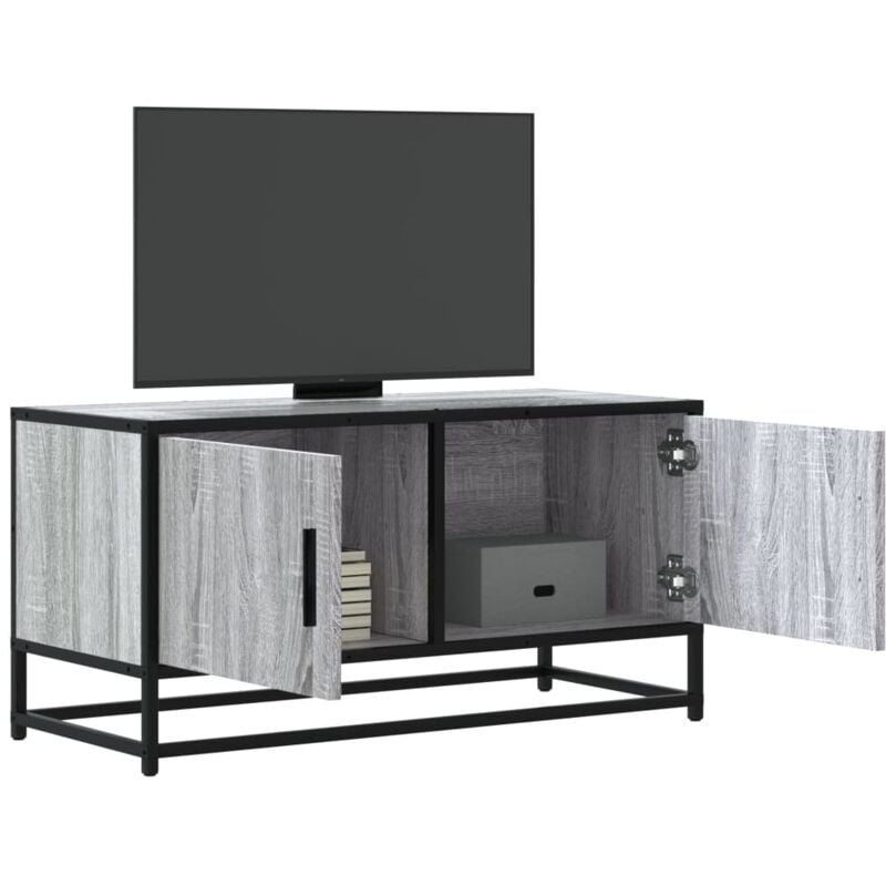 Vidaxl - Meuble tv sonoma gris 80x34,5x40 cm bois d'ingénierie et métal