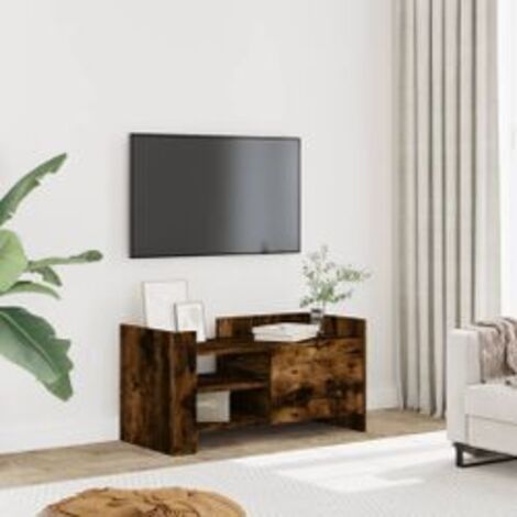 Meuble TV chêne fumé 80x35x40 bois d'ingénierie