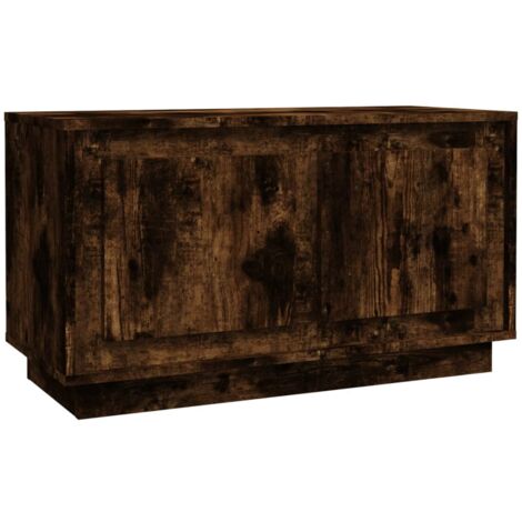 Meuble TV chêne fumé 80x35x45 bois d'ingénierie
