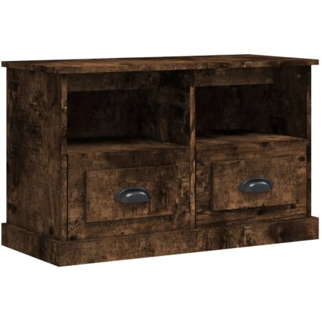 Meuble TV chêne fumé 80x35x50 bois d'ingénierie
