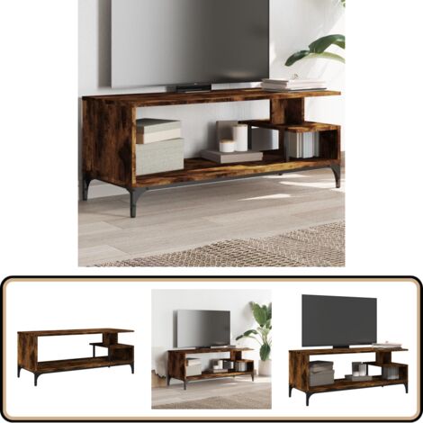 Meuble TV chêne fumé bois ingénierie et acier enduit de poudre - Meubles Tv - Meuble Tv Industriel - Meuble Tv Design - Meuble Tv Moderne - Étagère Téléviseur
