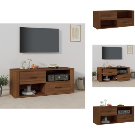 Meuble TV Chêne marron 100x35x40 cm Bois d'ingénierie - Meubles Tv - Meuble Tv - Support Tv - Unité Tv - Meuble Audio