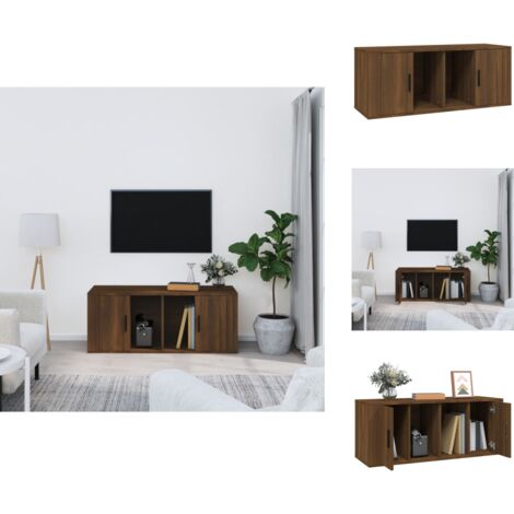 Meuble TV Chêne marron 100x35x40 cm Bois d'ingénierie - Meubles Tv - Meuble Tv - Support Tv - Unité Tv - Rangement Tv