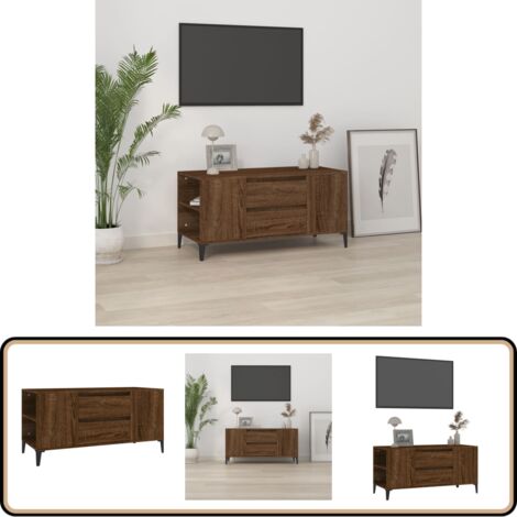 Meuble TV Chêne marron 102x44,5x50 cm Bois d'ingénierie - Meubles Tv - Meuble Tv Industriel - Meuble Tv Rangement - Bureau Tv - Support Tv Mural