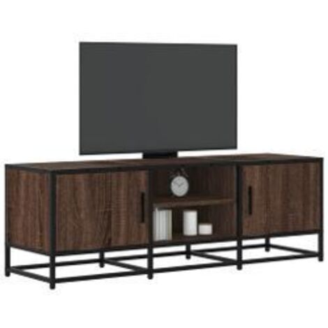Meuble TV chêne marron 120x35x41 bois d'ingénierie et métal