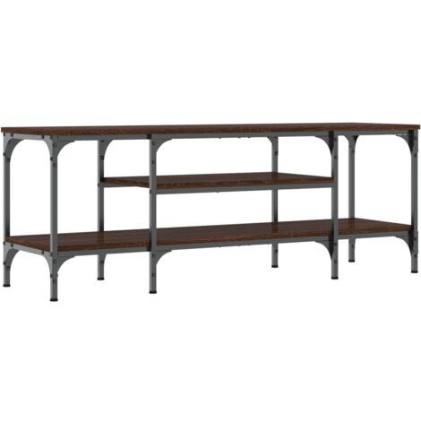 Meuble TV chêne marron 121x35x45 bois d'ingénierie et fer