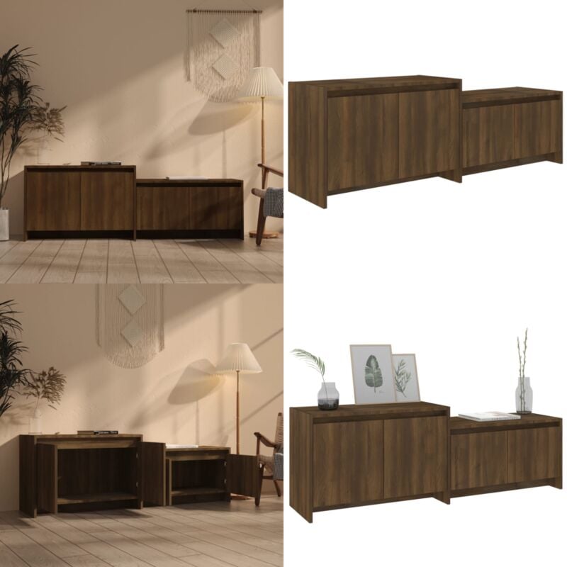 Vidaxl - Meuble tv Chêne marron 146,5x35x50 cm Bois d'ingénierie - Meubles Tv - Meuble Tv - Buffet - Meuble Stereo - Rangement Tv - Home & Living