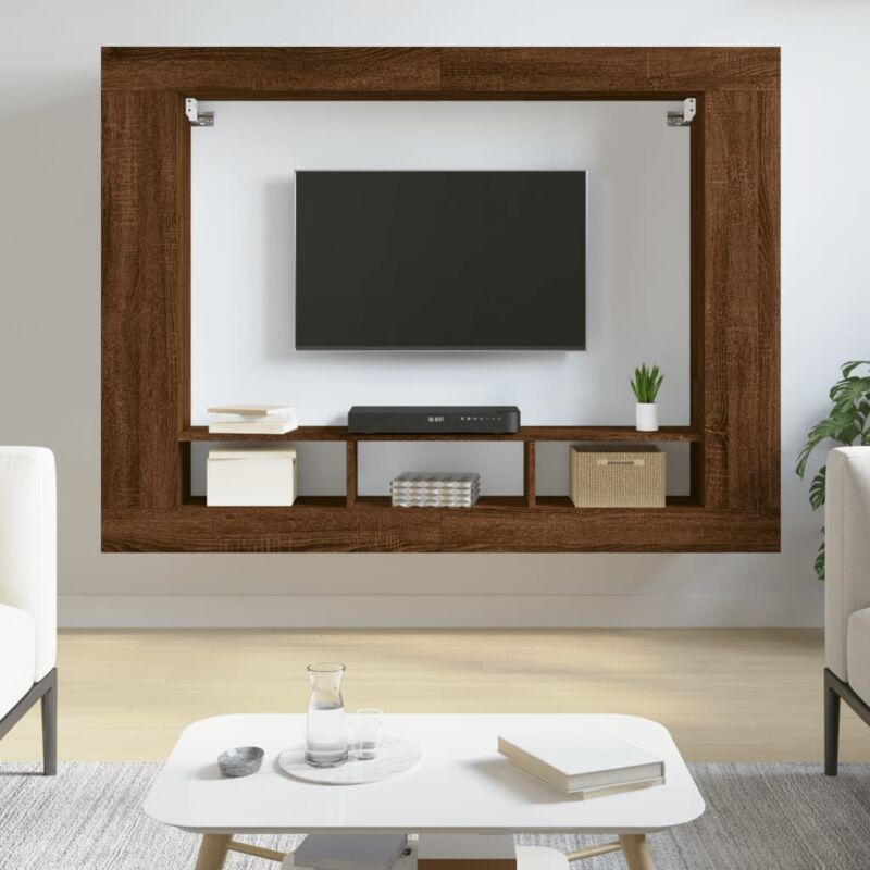 Meuble tv chêne marron 152x22x113 cm bois d'ingénierie